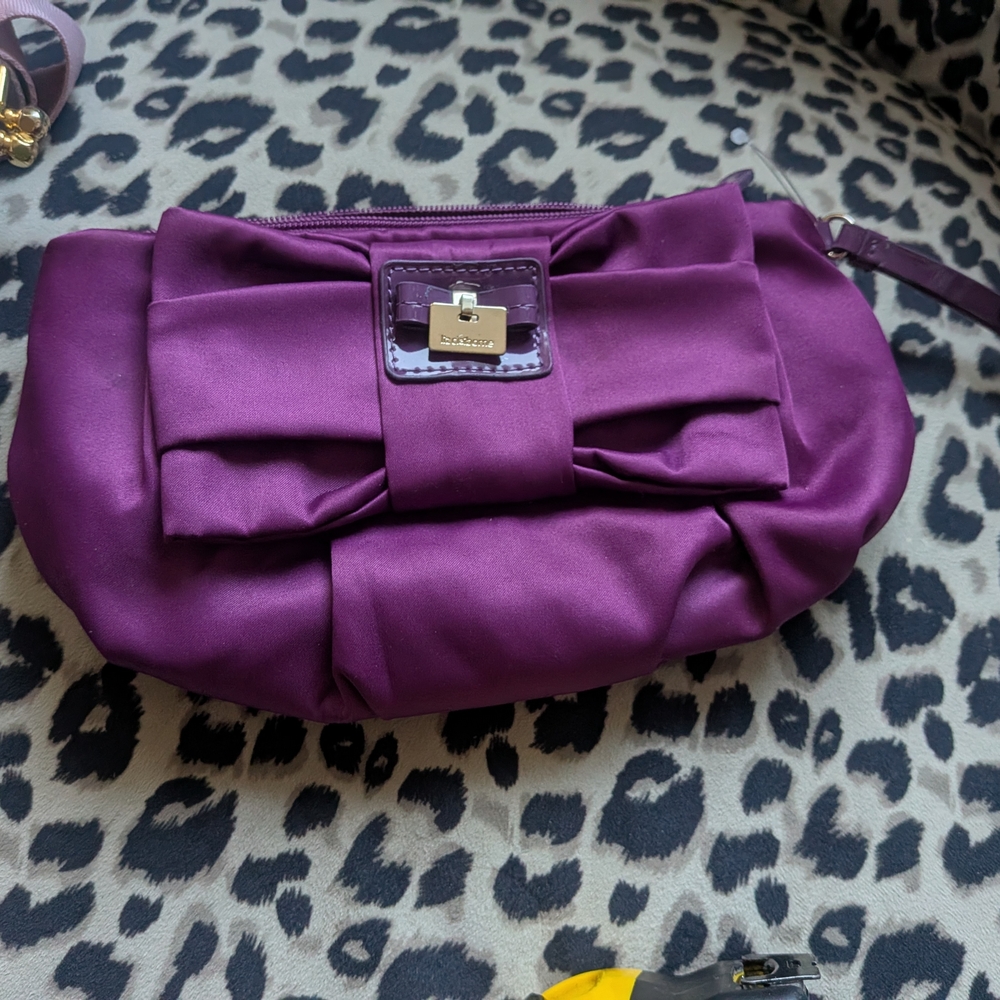 Liz Claiborne Satin Bow Clutch in Rich Purple